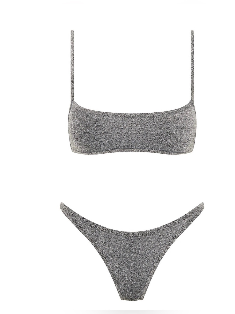New Triangl Minimal  - SILVER SPARKLE CROP BIKINI SET